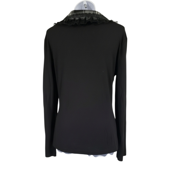 Alison Sheri Gothic Victorian Plaid Ruffle Lace Blazer Jacket Black Gray M - Picture 4 of 4